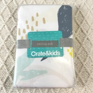 Crate & Kids Crib Fitted Sheet Organic Cotton Dinosaur Circle Print 28x52 NWT